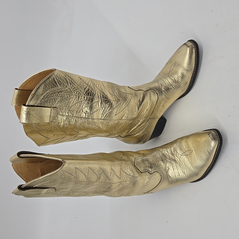 Vintage gold metallic cowboy boots size 5.5